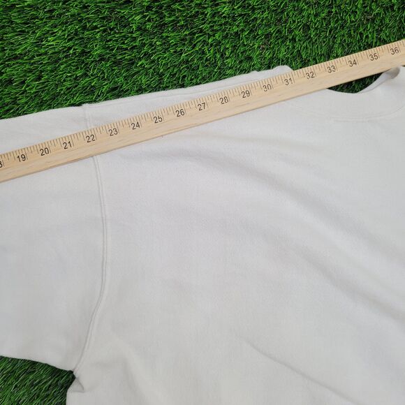 Vintage 90s Basketball Cropped Sweatshirt Medium 23x22 White - Picture 3 of 11